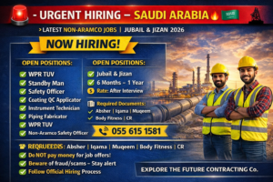 Urgent Hiring Saudi Arabia 2026 – Jubail & Jizan Jobs for Expats Non-Aramco Vacancies