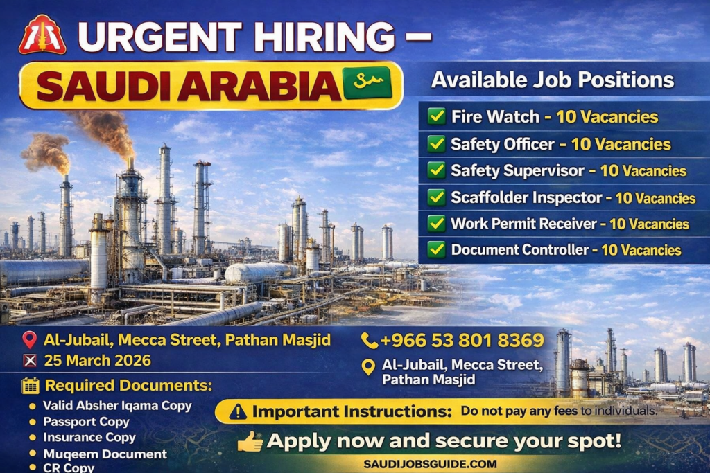 Urgent Hiring in Saudi Arabia 2026 – Multiple Vacancies in Oil & Gas Sector